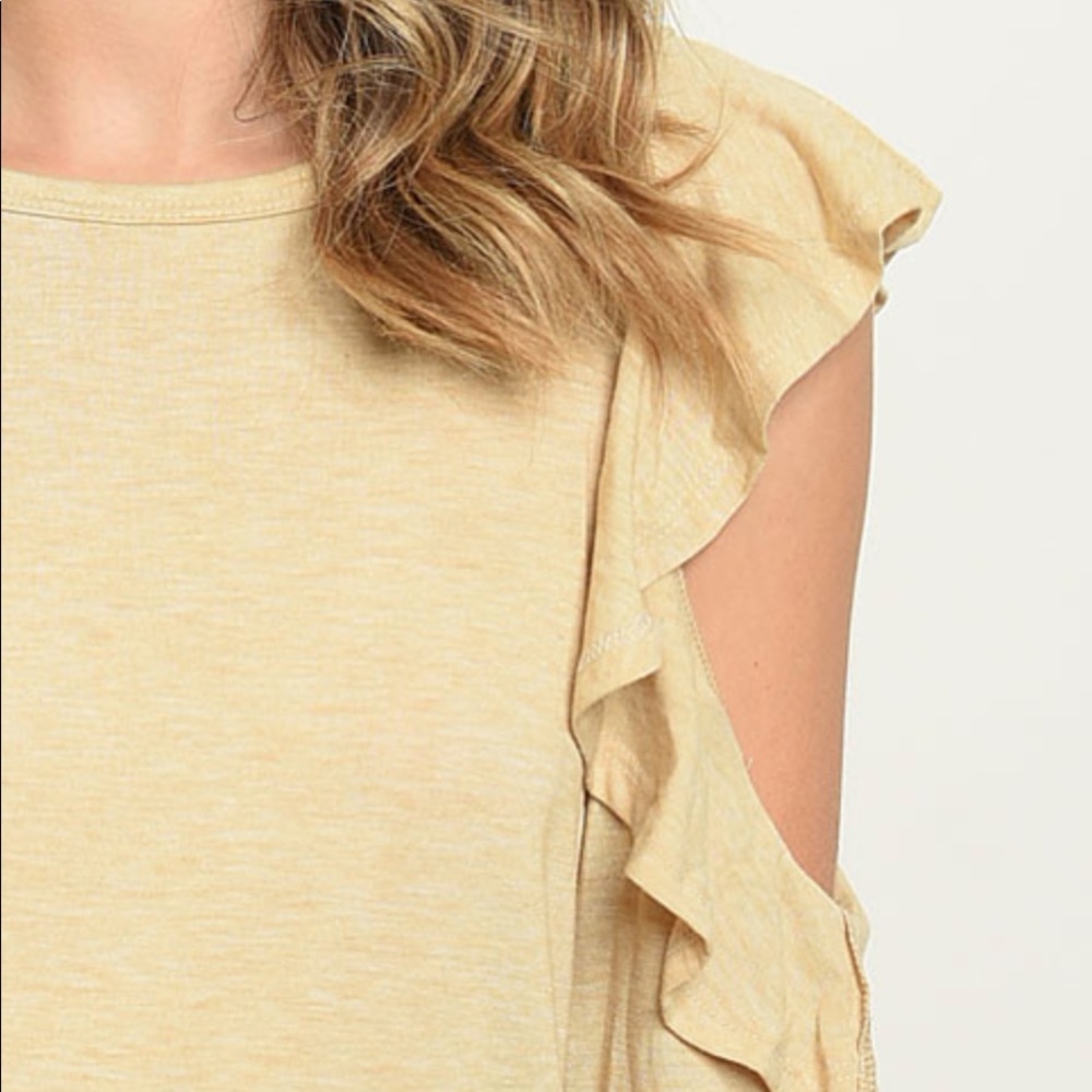 💕 Tan Cold Shoulder Top - Picture 4 of 5